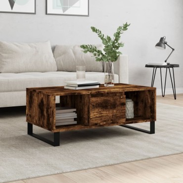 vidaXL Τραπεζάκι Σαλονιού Καπνιστή Δρυς 90x50x36,5cm Επεξεργ. Ξύλο 1 τεμ.
