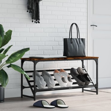 vidaXL Παπουτσοθήκη Καπνιστή Δρυς 90x30x45cm Επεξεργασμένο Ξύλο