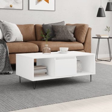 vidaXL Τραπεζάκι Σαλονιού Λευκό 90x50x36,5cm Επεξεργασμένο Ξύλο 1 τεμ.