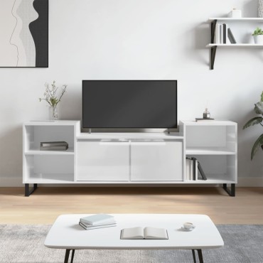 vidaXL Έπιπλο Τηλεόρασης Γυαλ. Λευκό 160x35x55cm Επεξεργασμένο Ξύλο