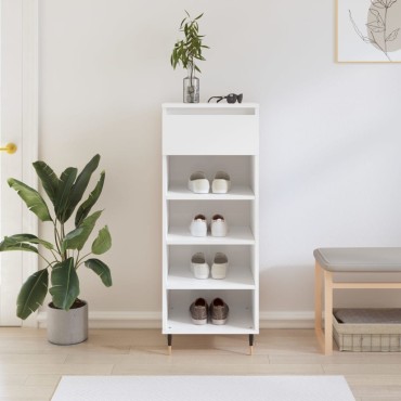 vidaXL Παπουτσοθήκη Γυαλιστερό Λευκό 40x36x105cm Επεξεργασμένο Ξύλο