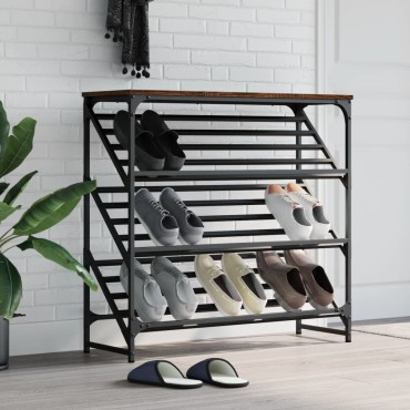 vidaXL Παπουτσοθήκη Καφέ Δρυς 90x30x85cm Επεξεργασμένο Ξύλο