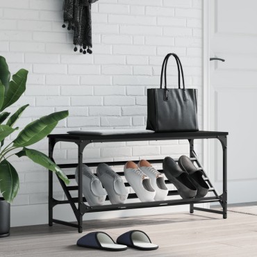 vidaXL Παπουτσοθήκη Μαύρη 90x30x45cm από Επεξεργασμένο Ξύλο
