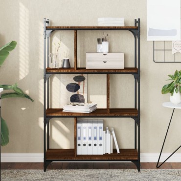 vidaXL Βιβλιοθήκη 4 Επιπέδων Καφέ Δρυς 76x32x123cm Επεξ. Ξύλο 1 τεμ.