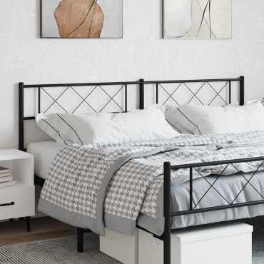 vidaXL Κεφαλάρι Μαύρο Μεταλλικό 198x3x90cm 1 τεμ.