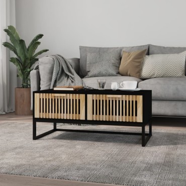 vidaXL Τραπεζάκι Σαλονιού Μαύρο 80x40x35cm Επεξεργασμένο Ξύλο+Σίδηρος 1 τεμ.