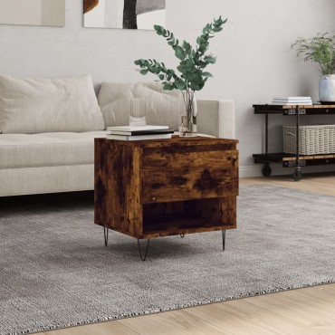 vidaXL Τραπέζι Σαλονιού Καπνιστή Δρυς 50x46x50cm Επεξεργασμένο Ξύλο 1 τεμ.