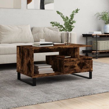 vidaXL Τραπεζάκι Σαλονιού Καπνιστή Δρυς 90x49x45cm Επεξεργασμ. Ξύλο 1 τεμ.