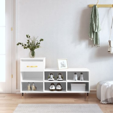 vidaXL Παπουτσοθήκη Λευκή 102x36x60cm από Επεξεργασμένο Ξύλο