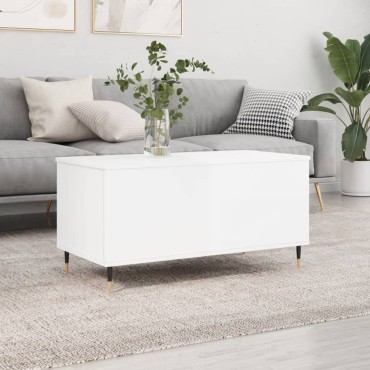 vidaXL Τραπεζάκι Σαλονιού Γυαλ. Λευκό 90x44,5x45cm Επεξεργ. Ξύλο 1 τεμ.