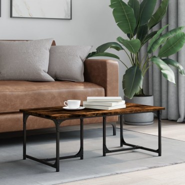vidaXL Τραπεζάκι Σαλονιού Καπνιστή Δρυς 90x50x35cm Επεξεργασμ. Ξύλο 1 τεμ.