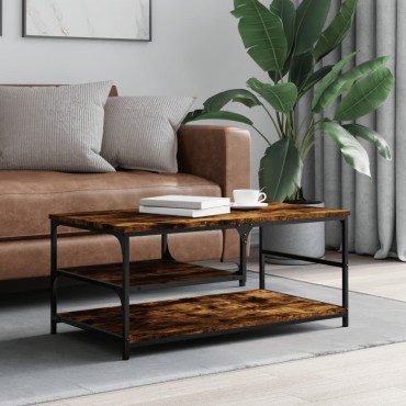 vidaXL Τραπεζάκι Σαλονιού Καπνιστή Δρυς 90x49x40cm Επεξεργ. Ξύλο 1 τεμ.