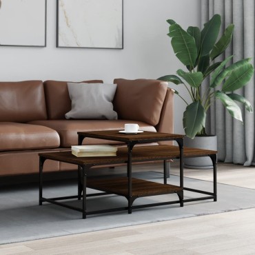 vidaXL Τραπεζάκι Σαλονιού Καφέ Δρυς 102x60x45cm Επεξεργ. Ξύλο 1 τεμ.