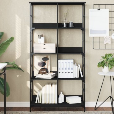 vidaXL Βιβλιοθήκη Μαύρη 78,5x33x153cm από Επεξεργασμένο Ξύλο 1 τεμ.