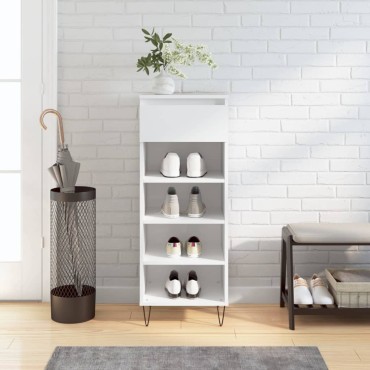 vidaXL Παπουτσοθήκη Γυαλιστερό Λευκό 40x36x105cm Επεξεργασμένο Ξύλο