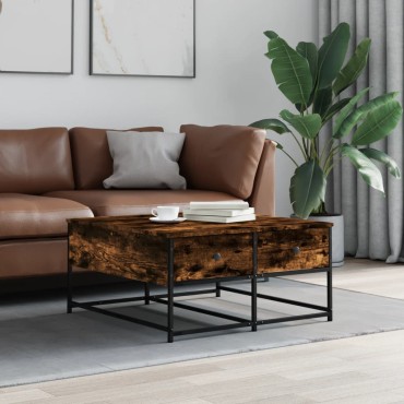 vidaXL Τραπεζάκι Σαλονιού Καπνιστή Δρυς 80x80x40cm Επεξεργασμ. Ξύλο 1 τεμ.