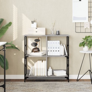vidaXL Βιβλιοθήκη Γκρι Sonoma 78,5x33x82cm Επεξεργασμένο Ξύλο 1 τεμ.