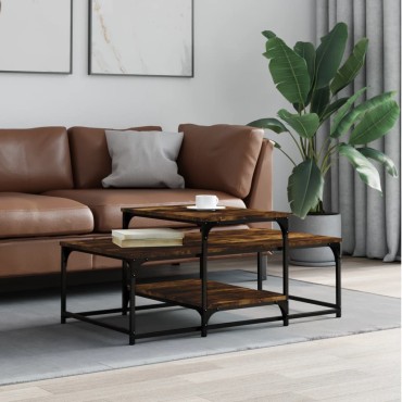 vidaXL Τραπεζάκι Σαλονιού Καπνιστή Δρυς 102x60x45cm Επεξεργ. Ξύλο 1 τεμ.