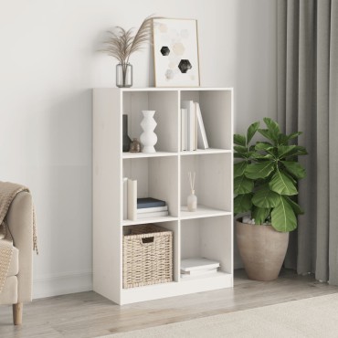 vidaXL Βιβλιοθήκη Λευκή 70x33x110cm από Μασίφ Ξύλο Πεύκου 1 τεμ.