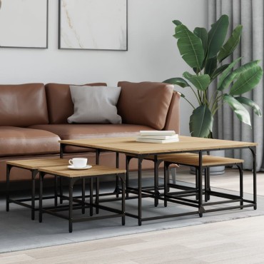 vidaXL Τραπεζάκια Ζιγκόν 5 τεμ. Sonoma Δρυς από Επεξεργασμένο Ξύλο 100x100x45cm