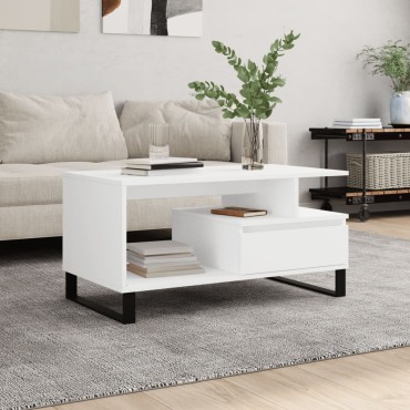 vidaXL Τραπεζάκι Σαλονιού Λευκό 90x49 x45cm από Επεξεργασμένο Ξύλο 1 τεμ.