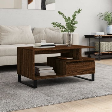vidaXL Τραπεζάκι Σαλονιού Καφέ Δρυς 90x49x45cm Επεξεργασμ. Ξύλο 1 τεμ.