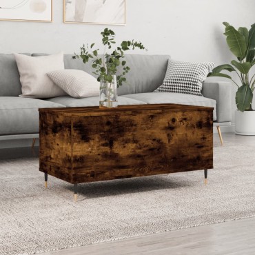 vidaXL Τραπεζάκι Σαλονιού Καπνιστή Δρυς 90x44,5x45cm Επεξ. Ξύλο 1 τεμ.