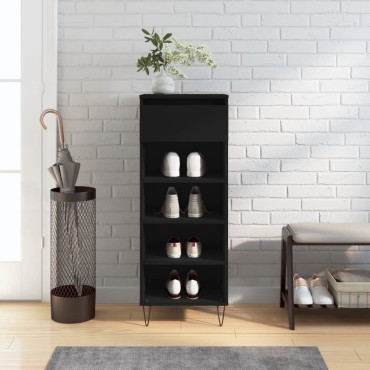 vidaXL Παπουτσοθήκη Μαύρη 40x36x105cm από Επεξεργασμένο Ξύλο