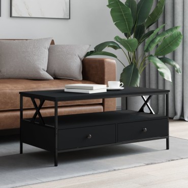 vidaXL Τραπεζάκι Σαλονιού Μαύρο 100x51x45cm από Επεξεργασμένο Ξύλο 1 τεμ.