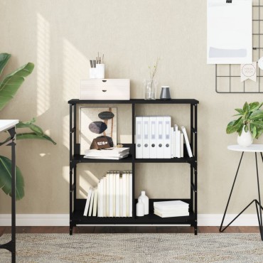 vidaXL Βιβλιοθήκη Μαύρη 78,5x33x82cm από Επεξεργασμένο Ξύλο 1 τεμ.