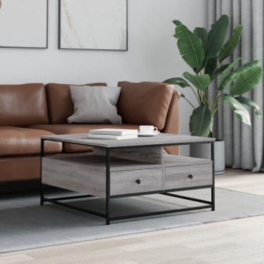 vidaXL Τραπεζάκι Σαλονιού Γκρι Sonoma 80x80x45cm Επεξεργ. Ξύλο 1 τεμ.