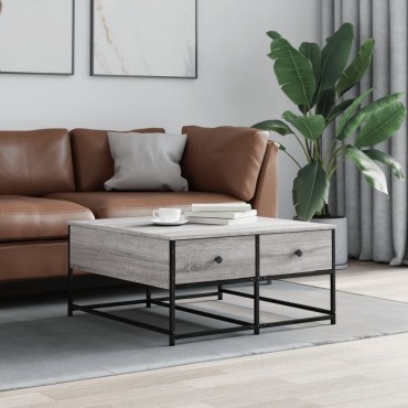 vidaXL Τραπεζάκι Σαλονιού Γκρι Sonoma 80x80x40cm Επεξεργασμένο Ξύλο 1 τεμ.