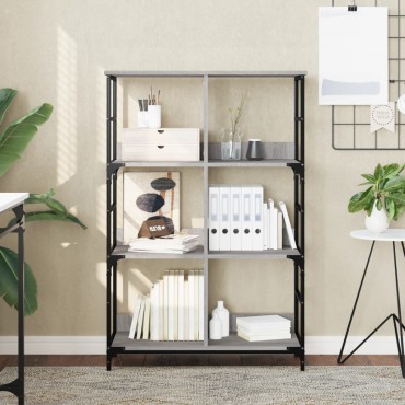 vidaXL Βιβλιοθήκη Γκρι Sonoma 78,5x33x117,5cm Επεξεργασμένο Ξύλο 1 τεμ.