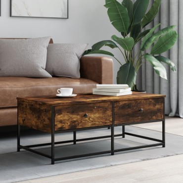 vidaXL Τραπεζάκι Σαλονιού Καπνιστή Δρυς 100x51x40cm Επεξεργασμ. Ξύλο 1 τεμ.