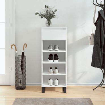 vidaXL Παπουτσοθήκη Γυαλιστερό Λευκό 40x36x105cm Επεξεργασμένο Ξύλο