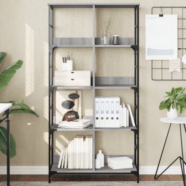vidaXL Βιβλιοθήκη Γκρι Sonoma 78,5x33x153cm Επεξεργασμένο Ξύλο 1 τεμ.