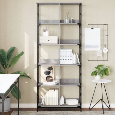 vidaXL Βιβλιοθήκη Γκρι Sonoma 78,5x33x188,5cm Επεξεργασμένο Ξύλο 1 τεμ.