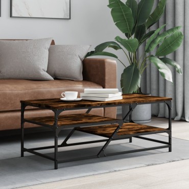 vidaXL Τραπεζάκι Σαλονιού Καπνιστή Δρυς 100x49x40cm Επεξεργ. Ξύλο 1 τεμ.