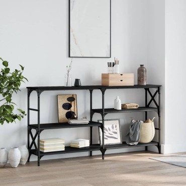 vidaXL Τραπέζι Κονσόλα Μαύρο 150x29x76,5cm Επεξεργασμένο Ξύλο 1 τεμ.