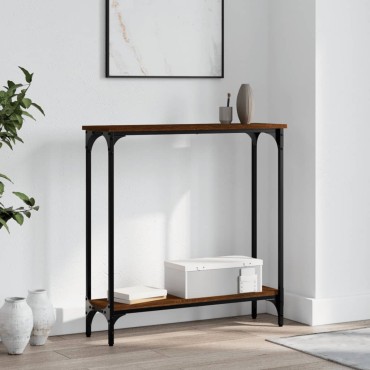 vidaXL Τραπέζι Κονσόλα Καφέ Δρυς 75x22,5x75cm Επεξεργασμένο Ξύλο 1 τεμ.