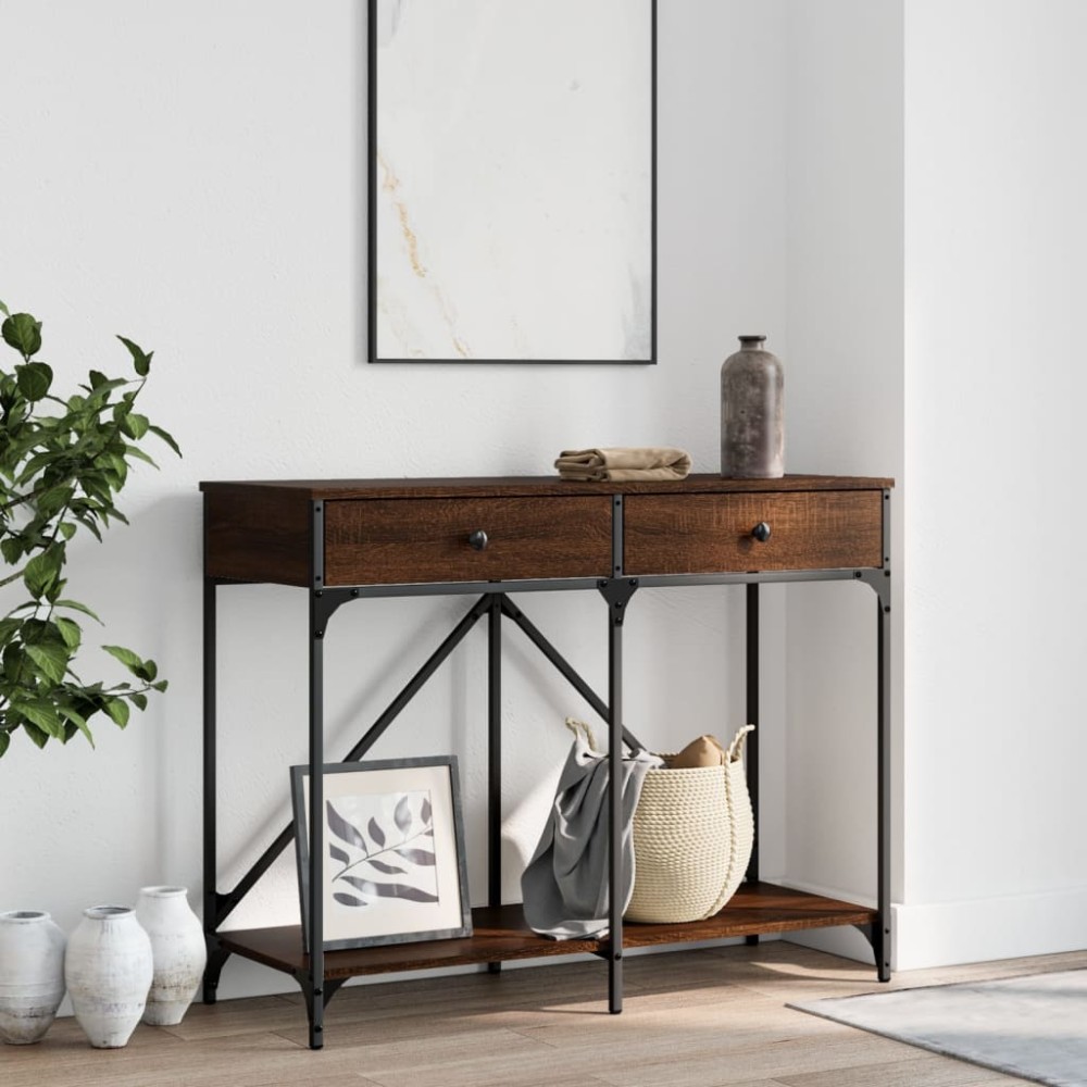 vidaXL Τραπέζι Κονσόλα Καφέ Δρυς 100x39x78,5cm Επεξεργασμένο Ξύλο 1 τεμ.