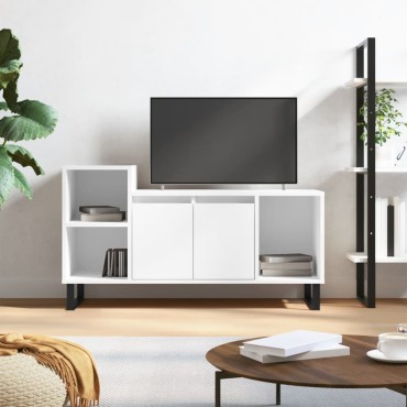 vidaXL Έπιπλο Τηλεόρασης Γυαλ. Λευκό 100x35x55cm Επεξεργασμένο Ξύλο