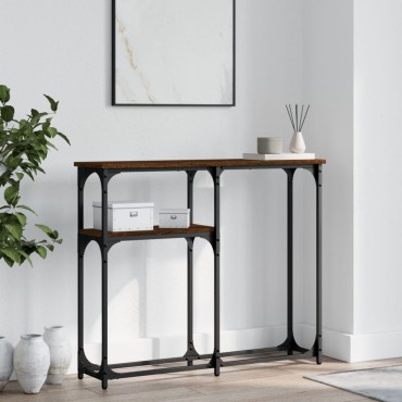 vidaXL Τραπέζι Κονσόλα Καφέ Δρυς 90x22,5x75cm Επεξεργασμένο Ξύλο 1 τεμ.