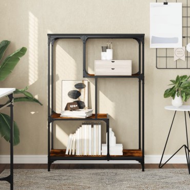 vidaXL Βιβλιοθήκη Καπνιστή Δρυς 81x36x115cm Επεξεργ. Ξύλο/Ατσάλι 1 τεμ.