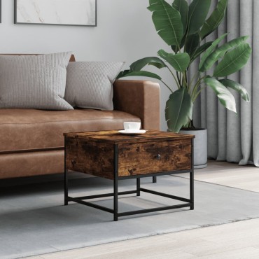 vidaXL Τραπεζάκι Σαλονιού Καπνιστή Δρυς 51x51x40cm Επεξεργασμ. Ξύλο 1 τεμ.