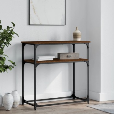 vidaXL Τραπέζι Κονσόλα Καφέ Δρυς 75x35,5x75cm Επεξεργασμένο Ξύλο 1 τεμ.