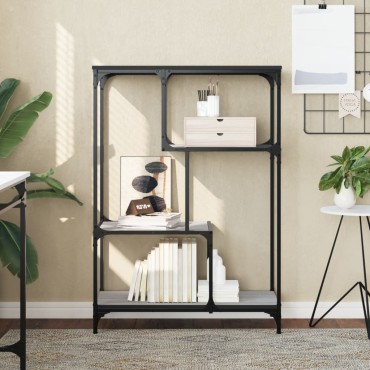 vidaXL Βιβλιοθήκη Γκρι Sonoma 81x36x115cm Επεξεργ. Ξύλο / Ατσάλι 1 τεμ.