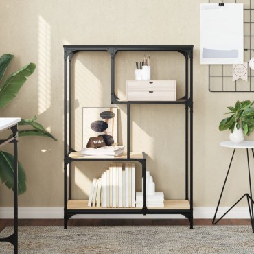 vidaXL Βιβλιοθήκη Sonoma Δρυς 81x36x115cm Επεξεργ. Ξύλο / Ατσάλι 1 τεμ.