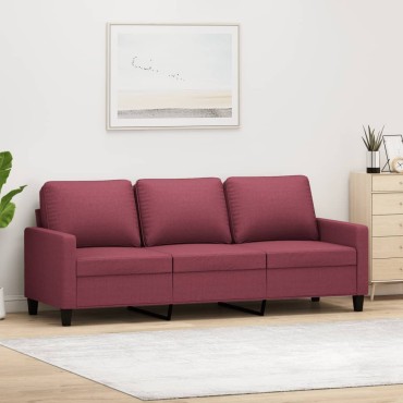 vidaXL Καναπές Τριθέσιος Μπορντό Υφασμάτινος 198x77x80cm 1 τεμ.