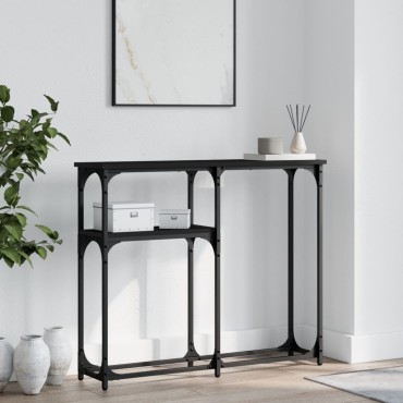 vidaXL Τραπέζι Κονσόλα Μαύρο 90x22,5x75cm από Επεξεργ. Ξύλο 1 τεμ.